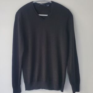 Charles Tyrwhitt Men's Black V-Neck Xtra Fine Merino Wool Sweater Sz S Preppy